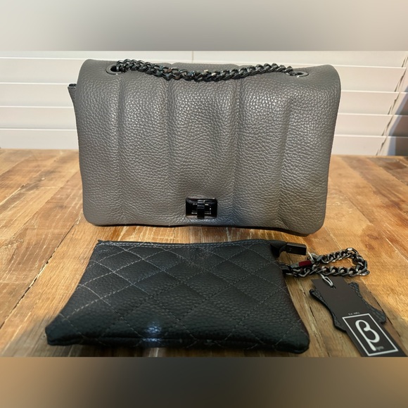 Black charcoal metallic caviar quilted wallet by designer virsa bag calfskin - Picture 2 of 2